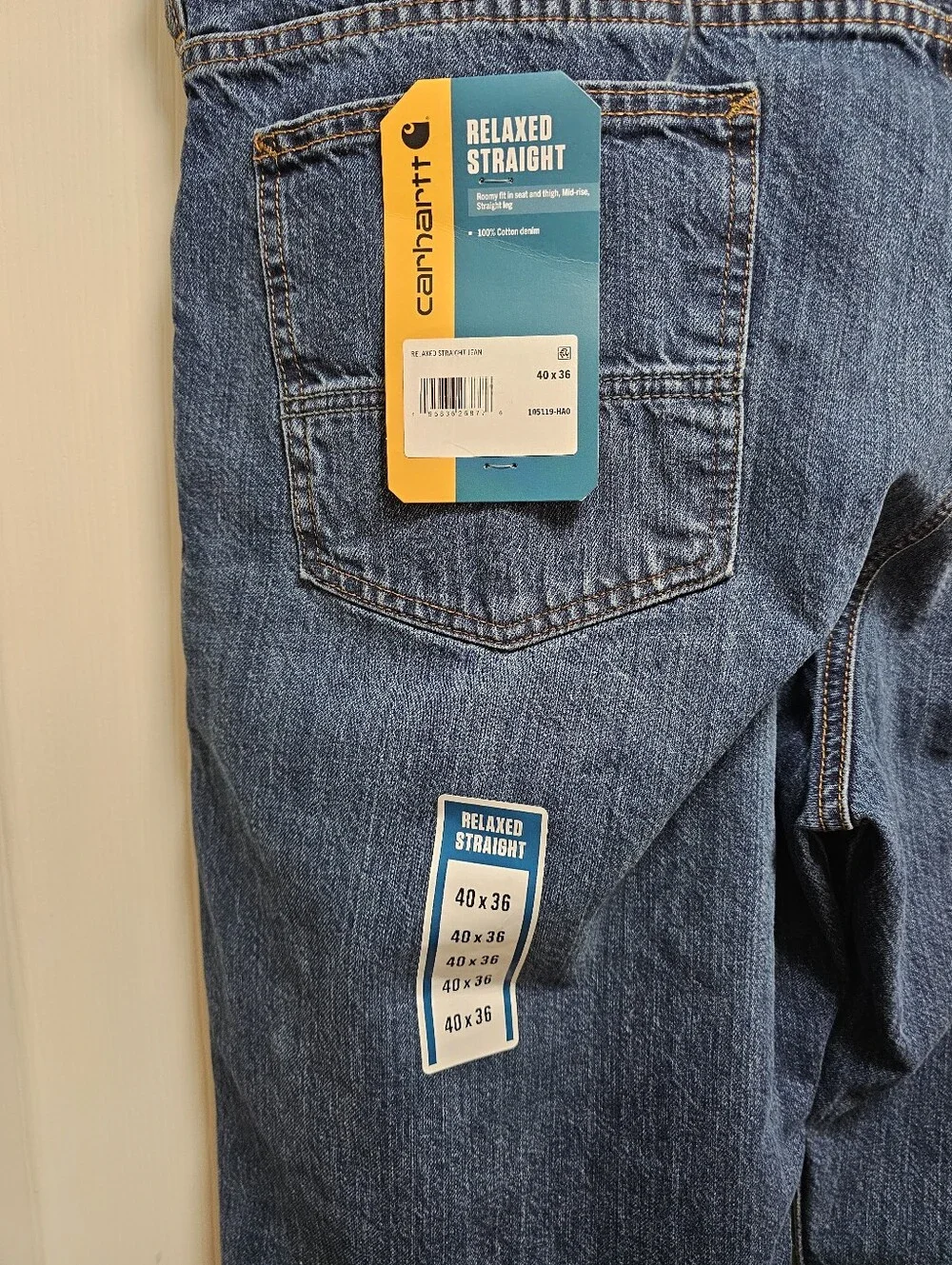 Carhartt Relaxed Straight Jeans 40x36 NWT Blue Denim Workwear